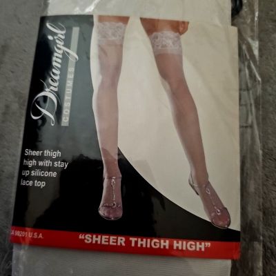 Dreamgirl Costumes Sheer Thigh High W/Stay Up Silicone Lace Top Stockings-OSFM